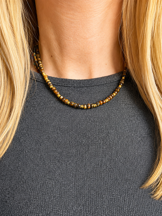 Collier oeil de tigre-Bijoux bohème chic en pierres naturelles