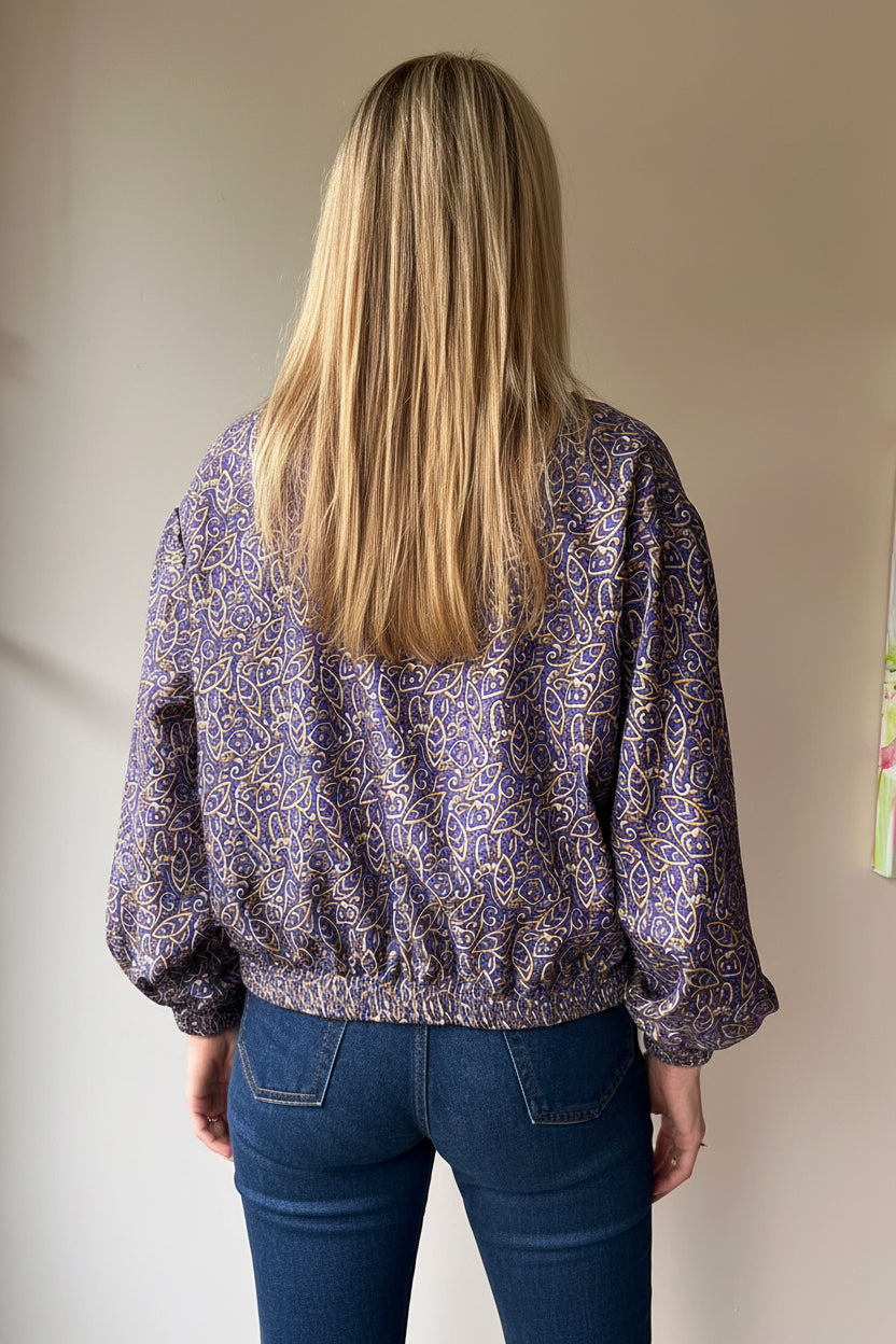Bombers en Sari Recyclé Violet Floral