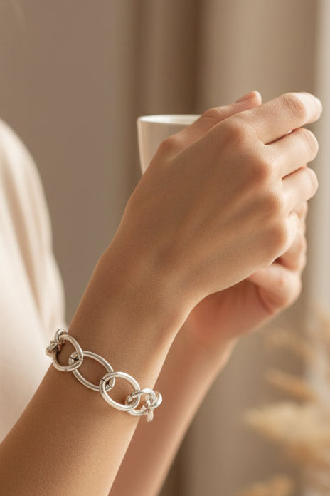 ✨ Bracelet à maillons argenté-Althéa