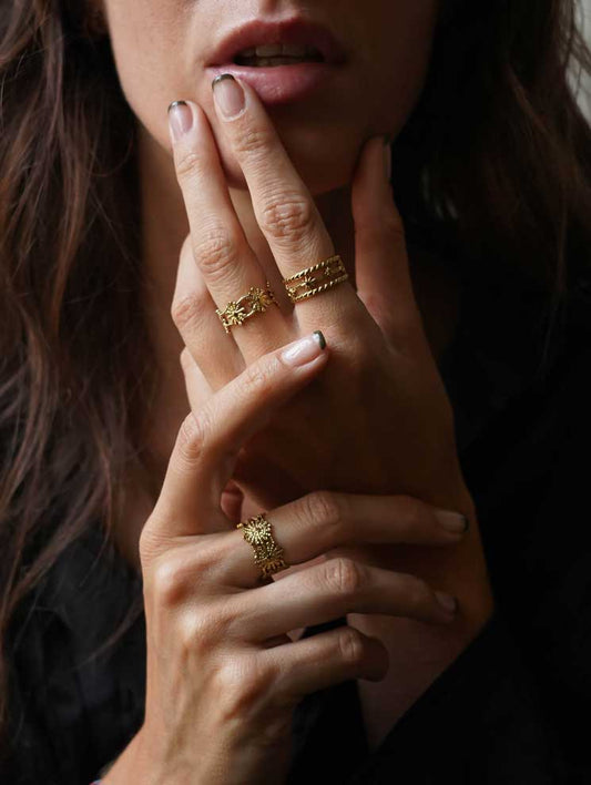 Bague Ajustable “Farandole d’Étoiles” – Acier Inoxydable