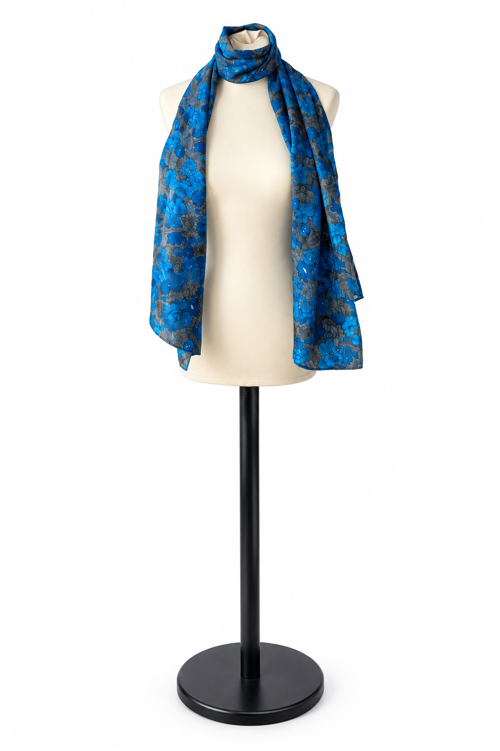 foulard-etole-sari-indien-recycle-bleu-gris-vue-entiere
