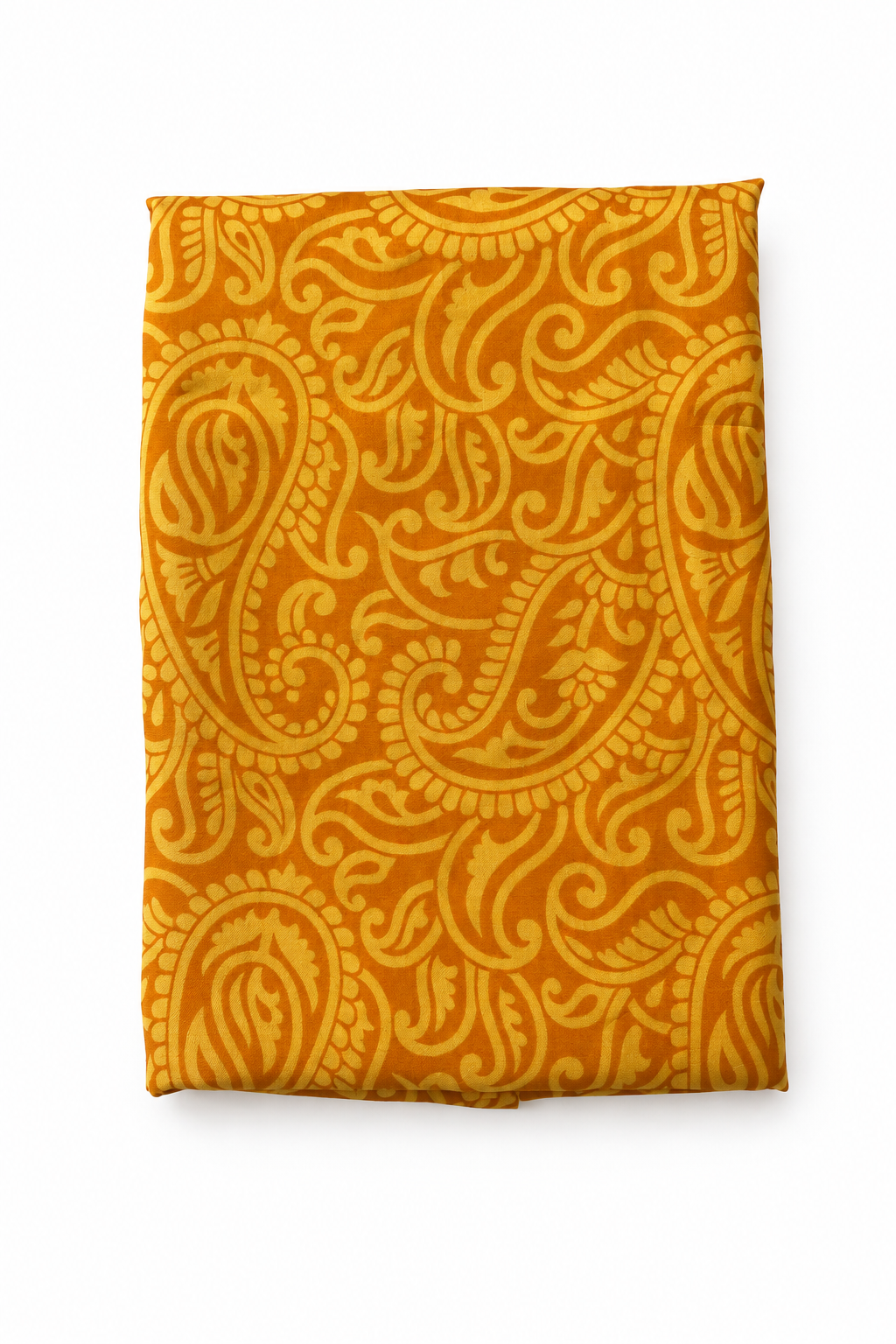Détail du motif du Loop Scarf en sari indien recyclé jaune safran