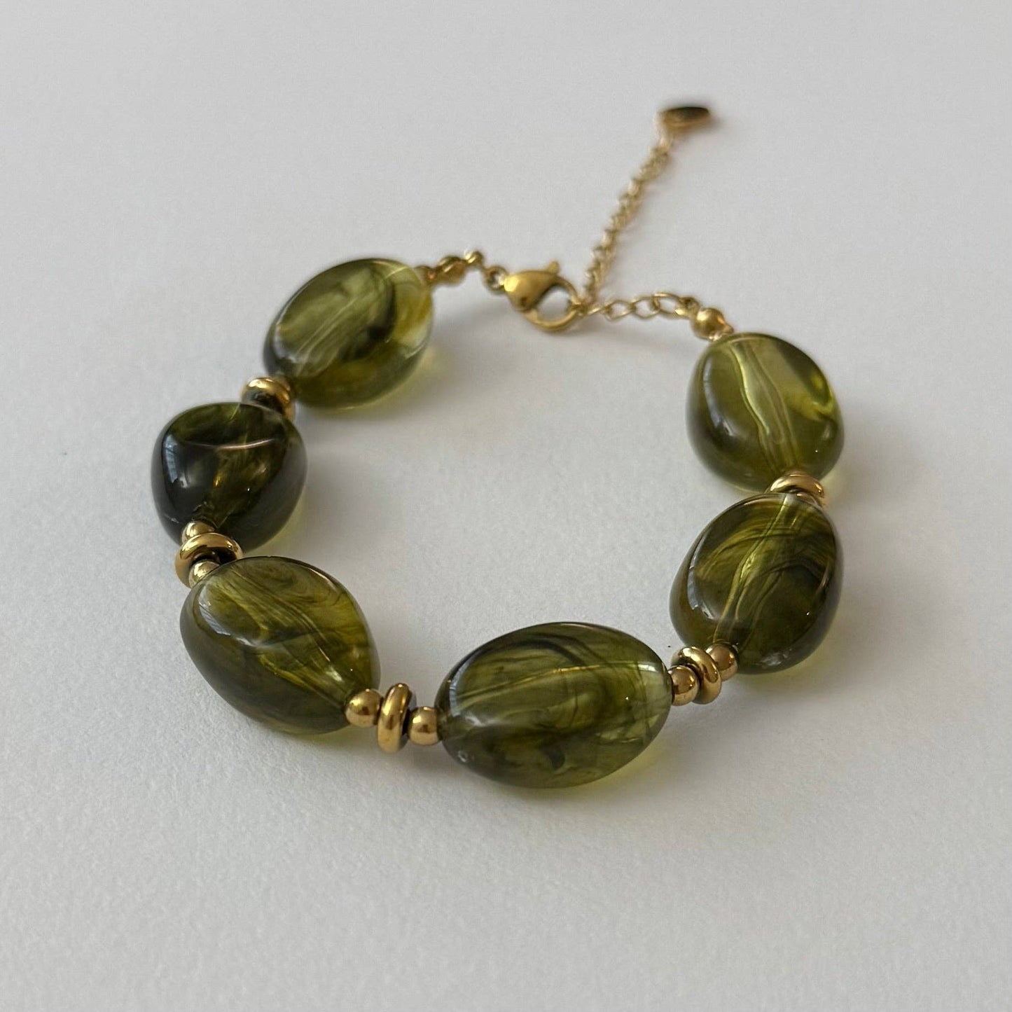 Bracelet Java en acier inoxydable & perles en résine