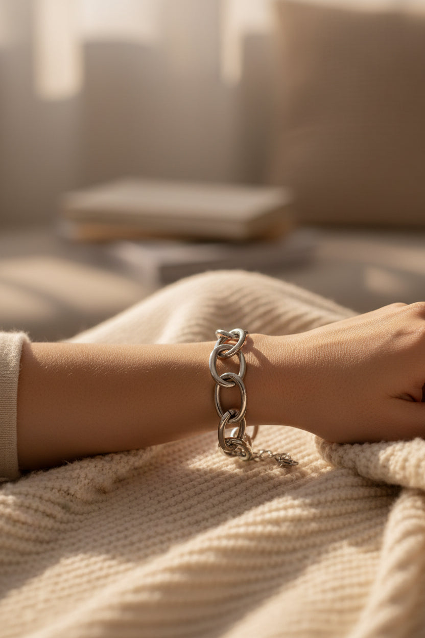 ✨ Bracelet à maillons argenté-Althéa