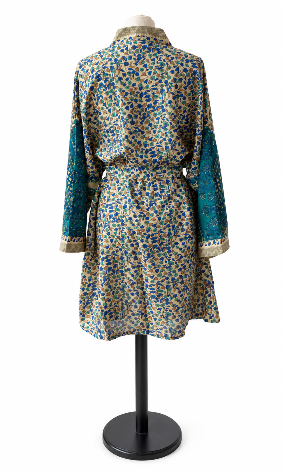 Kimono midi en sari indien recyclé- multicolore