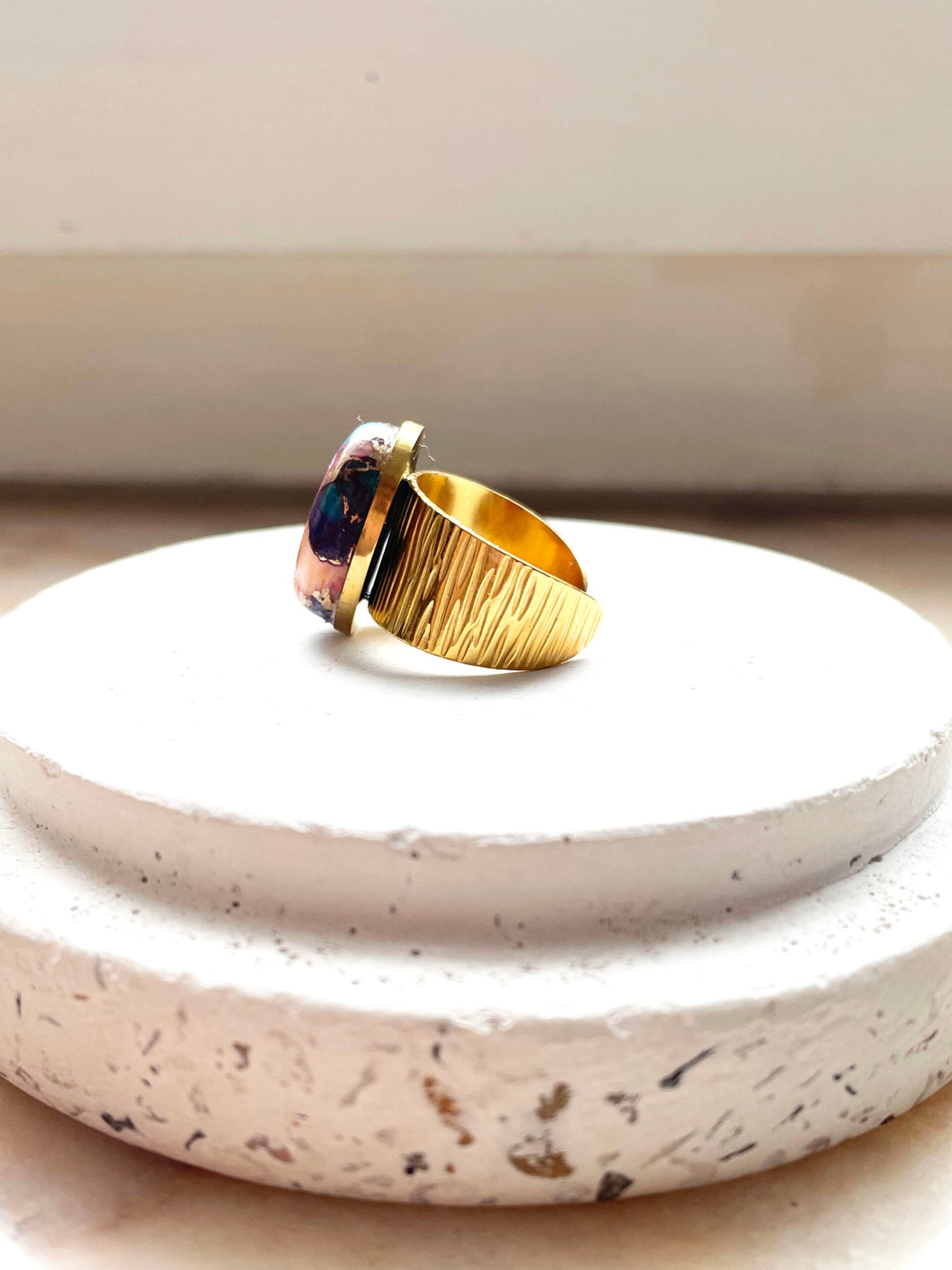 Bague ARIANA turquoise/marron
