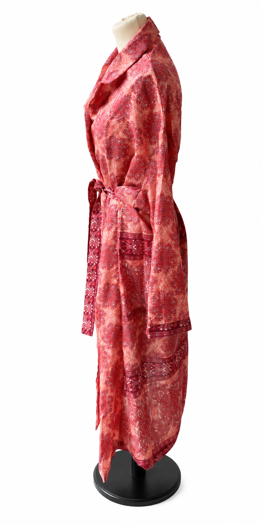 Trench-coat en sari indien rose pastel