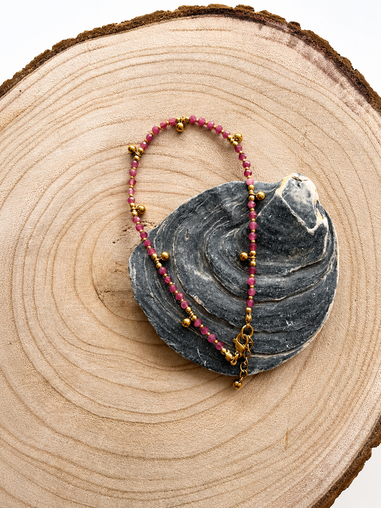 Bracelet de cheville en pierres de tourmaline