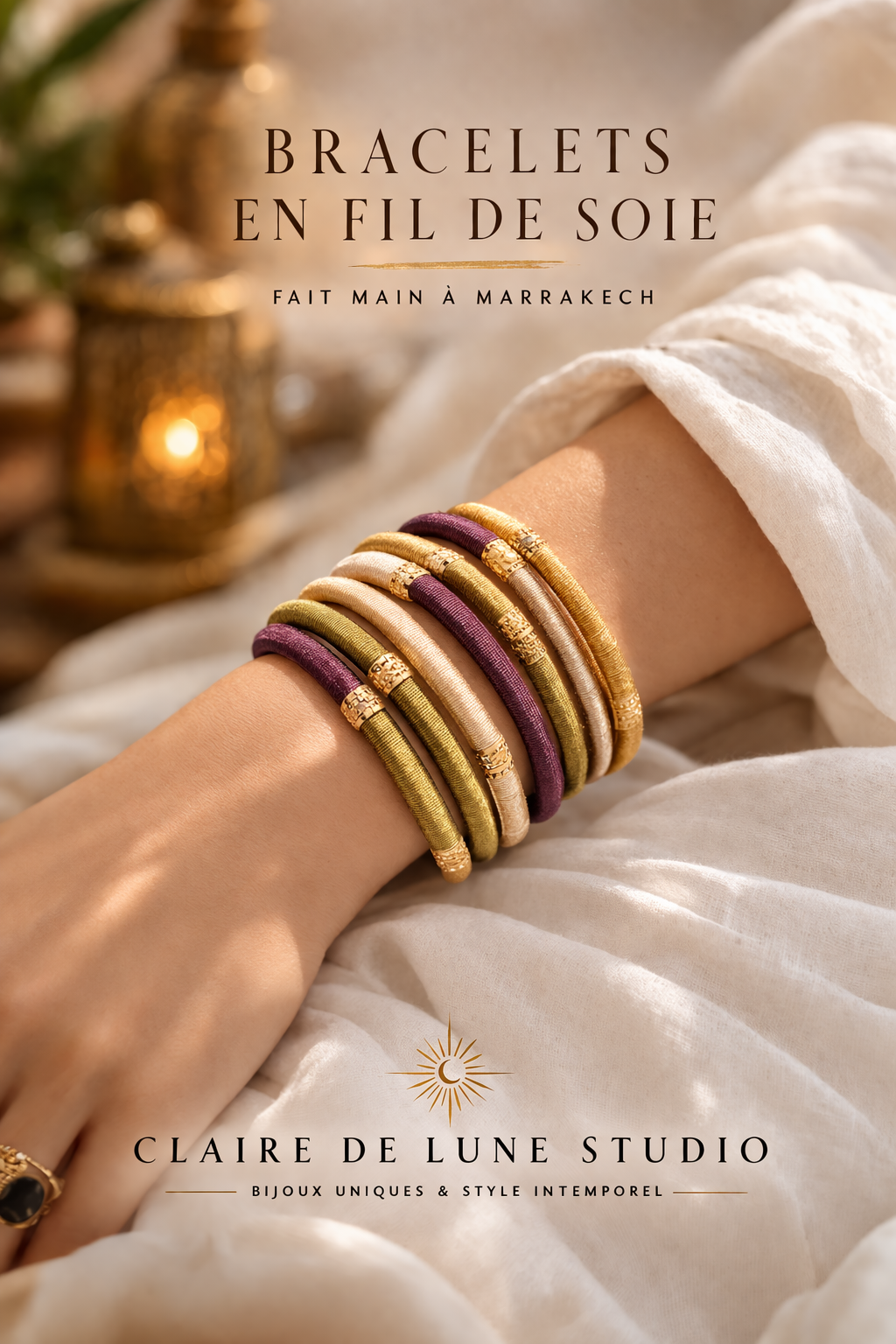Lot de 3 bracelets bohèmes femme manchette – bijou artisanal  style Marrakech