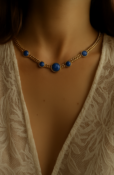 Cabochonketting op brede gourmetketting