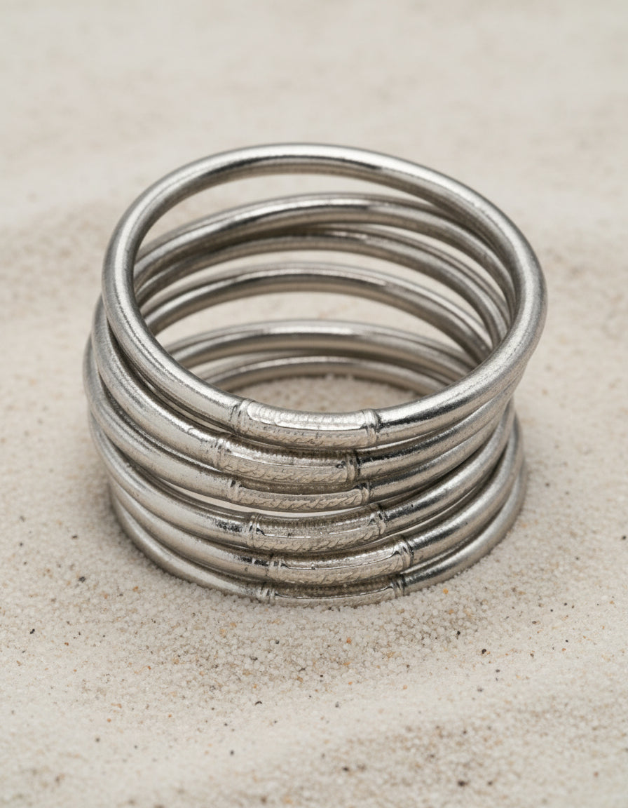 Bracelet Bouddhiste épais - Dark silver