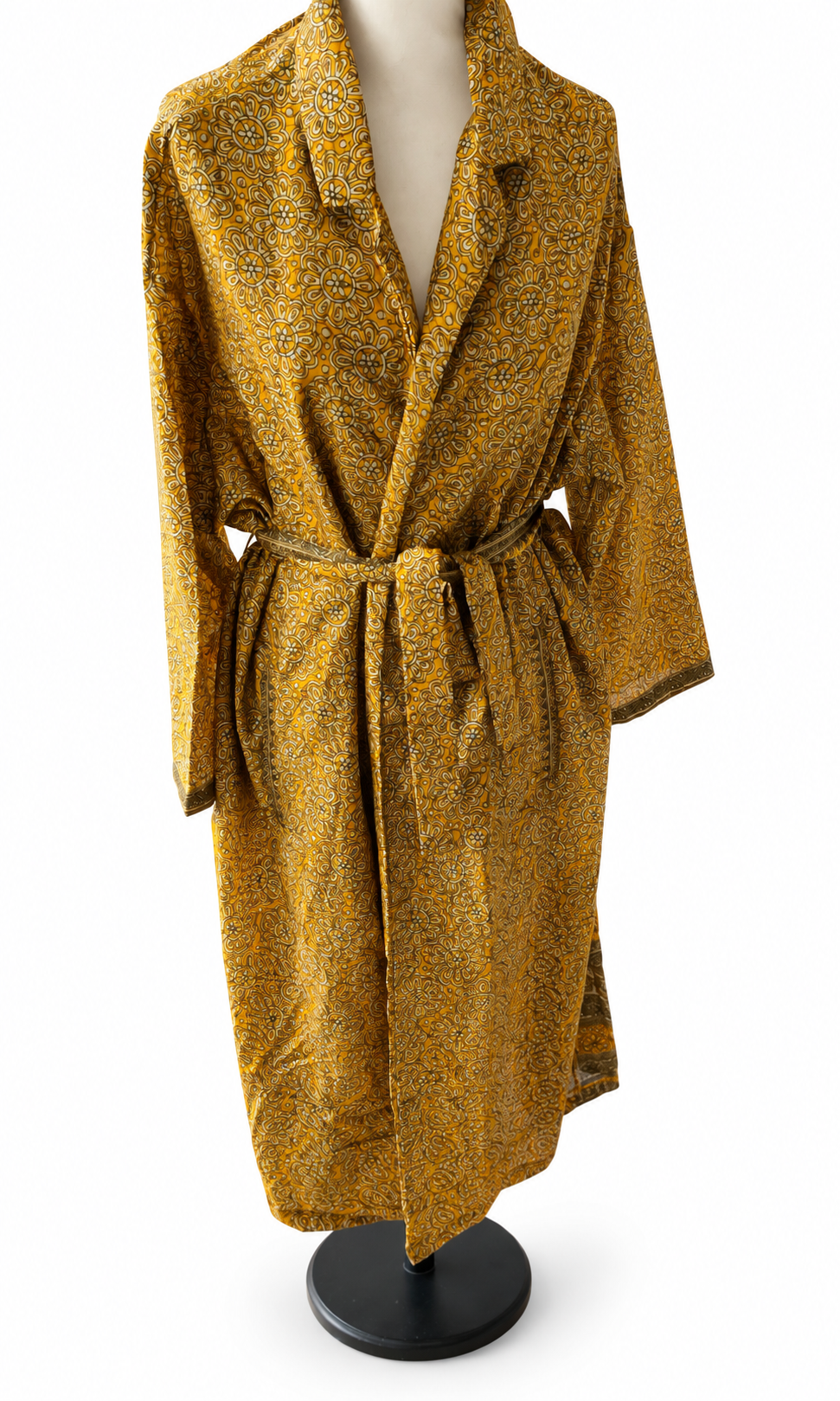 Trench-coat en sari indien-– Ocre doré