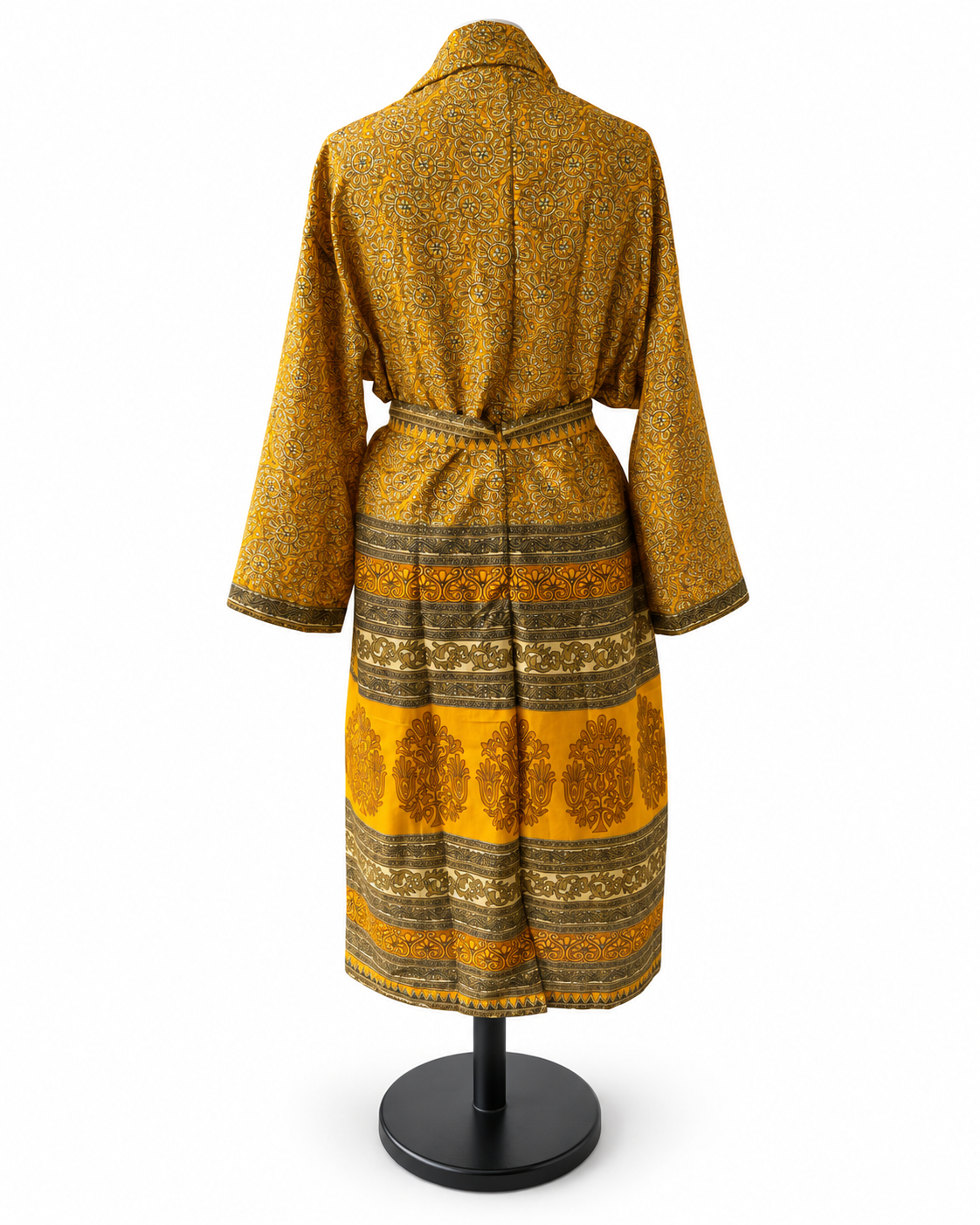 Trench-coat en sari indien-– Ocre doré