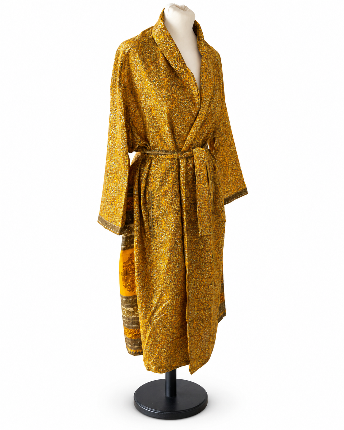 Trench-coat en sari indien-– Ocre doré