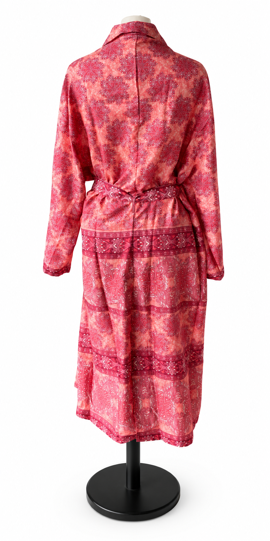 Trench-coat en sari indien rose pastel