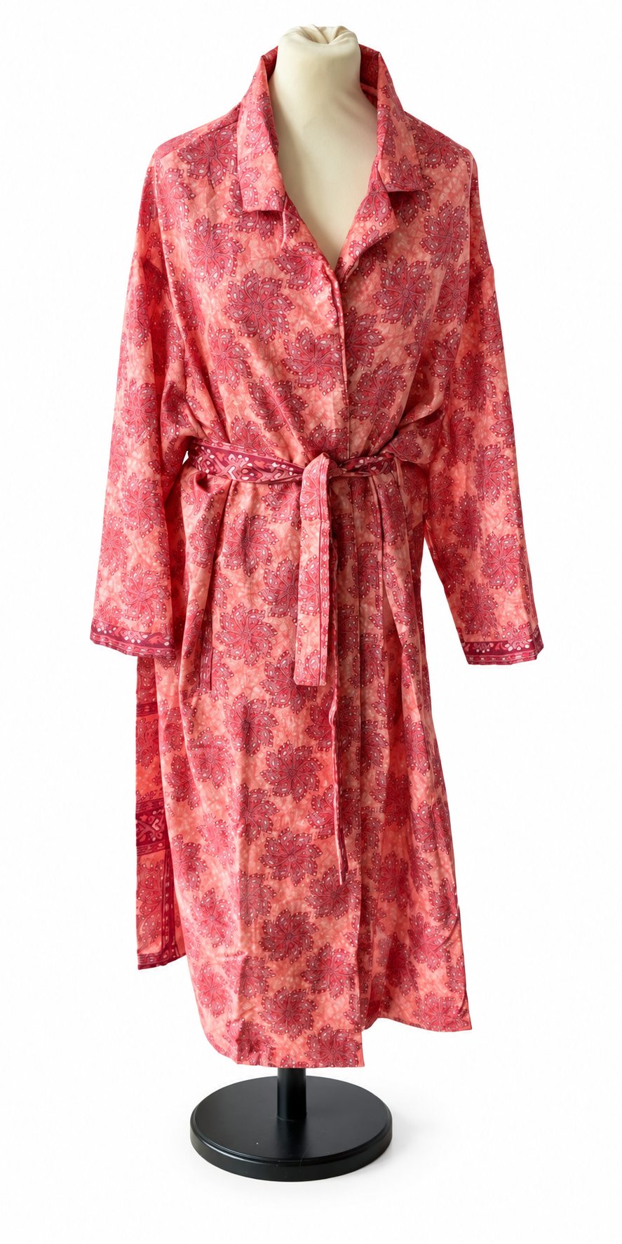 Trench-coat en sari indien rose pastel