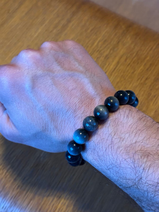 Bracelet pour homme en pierres naturelles de Chrysoberyl- fait à la main/ Disponible sur commande