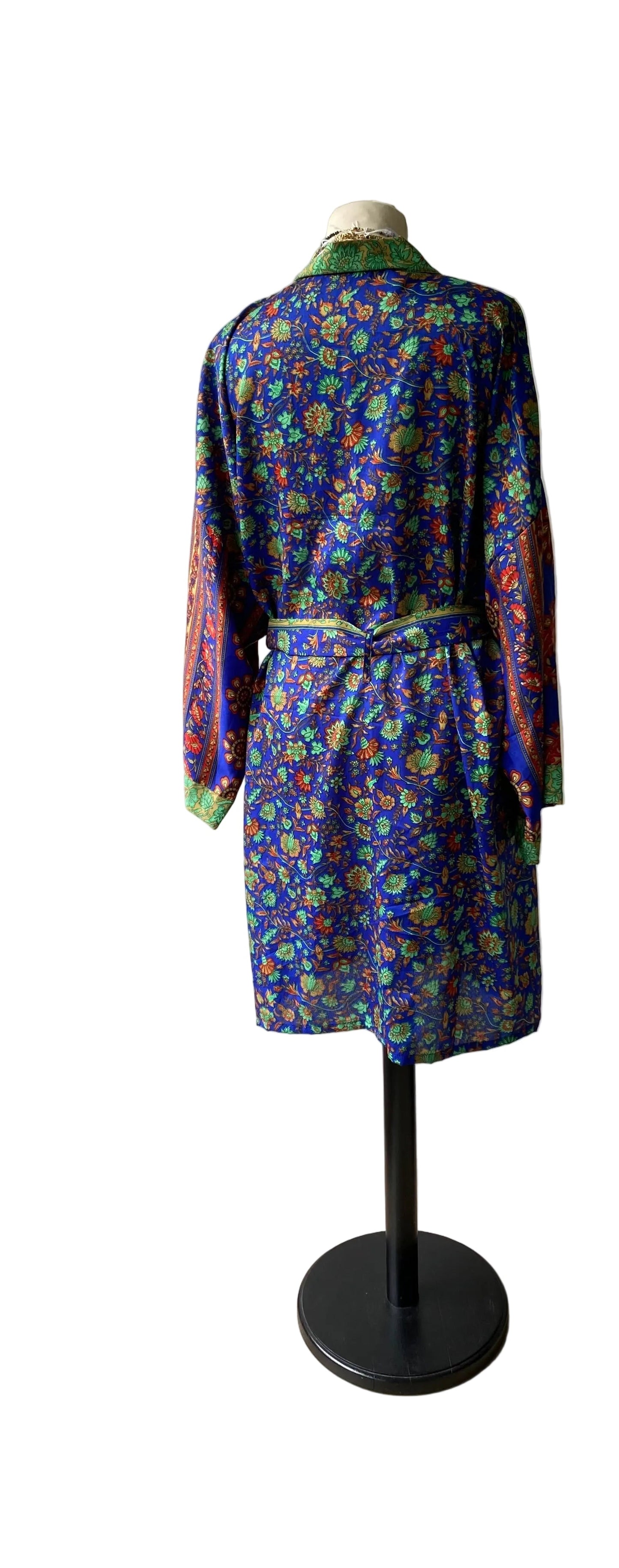 Kimono Fleuri Bleu Royal – Style Bohème Chic