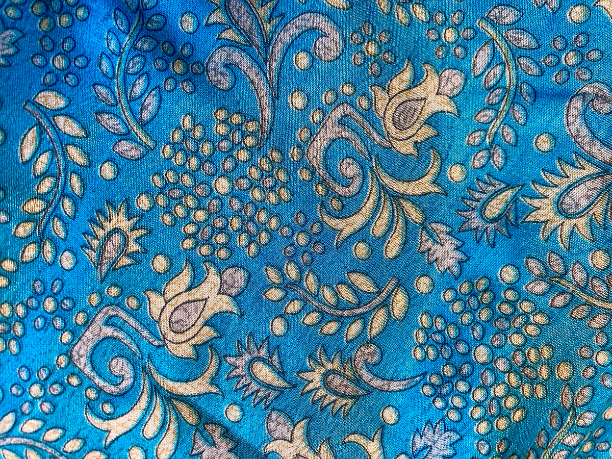 Kimono Bohème Turquoise et beige doré