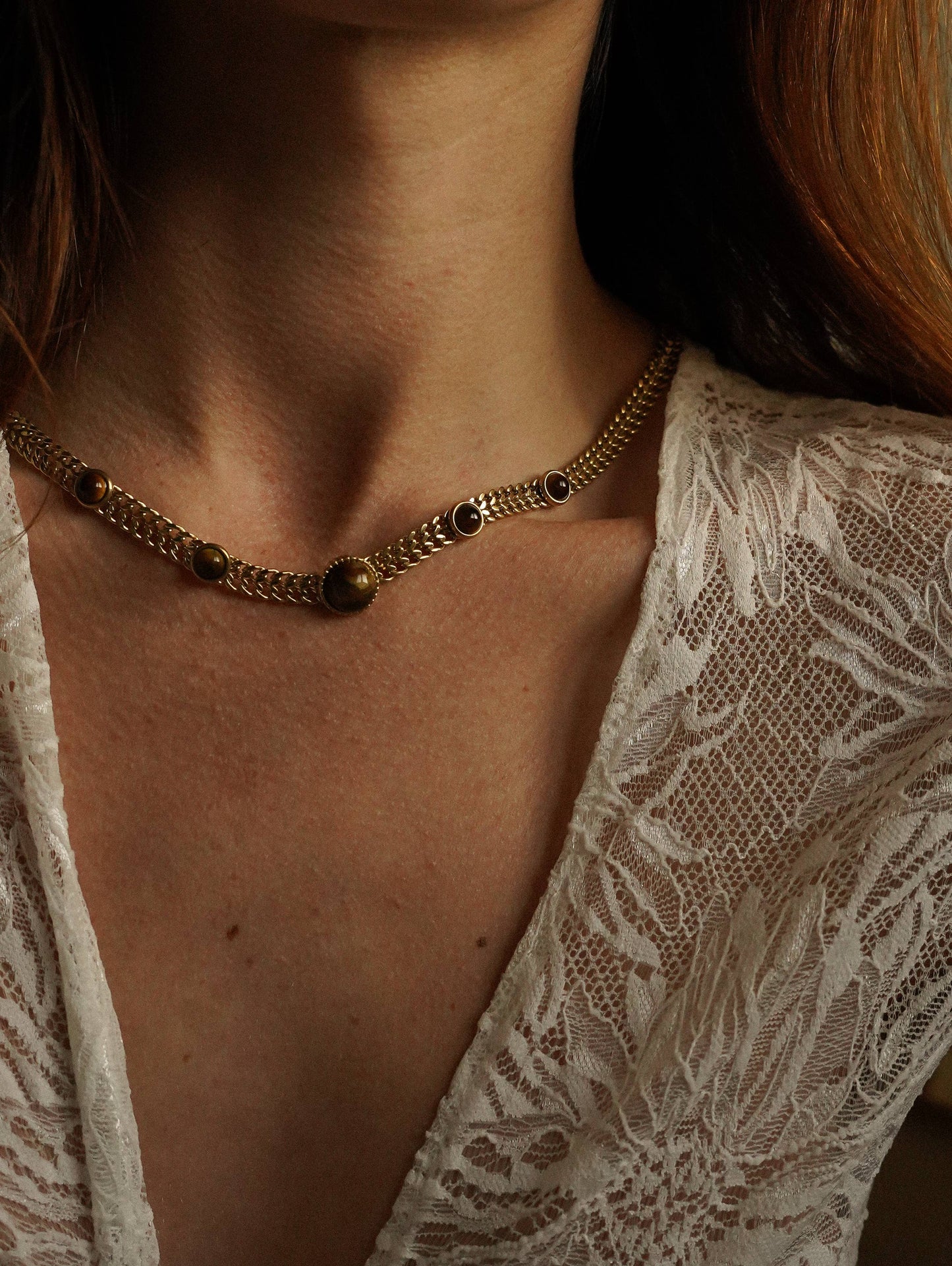 Cabochonketting op brede gourmetketting