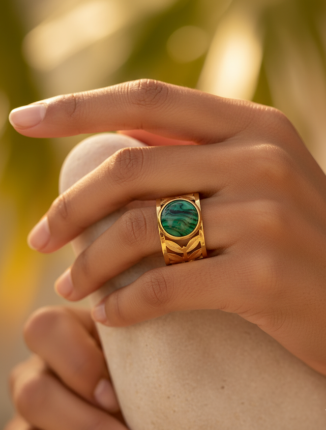 Ringen met natuurlijke groene jaspis