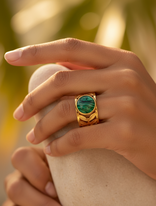 Ringen met natuurlijke groene jaspis