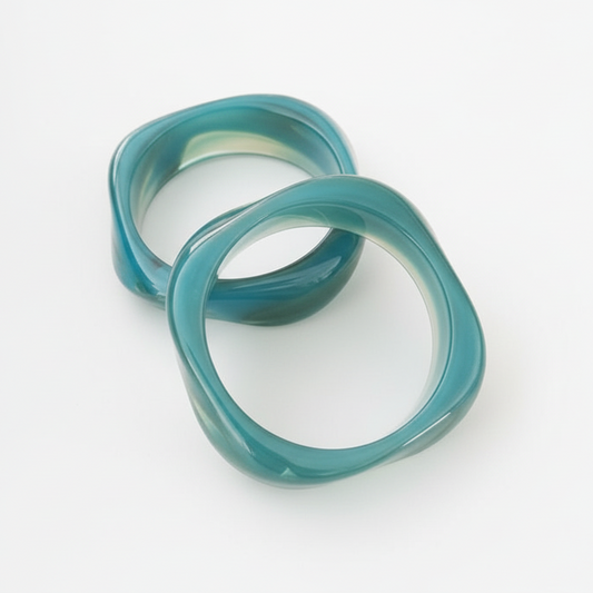 Bracelet Jonc géométrique en Résine céladon
